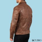 Men’s Lavendard Brown Leather Biker Jacket