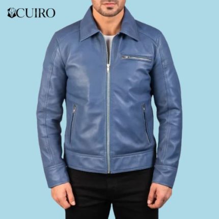 Men’s Lavendard Leather Biker Jacket