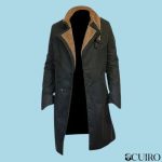 Men’s Leather Blade Cotton Runner Black Long Coat