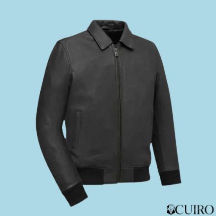 Men’s Leather Jacket Black Moto Bomber
