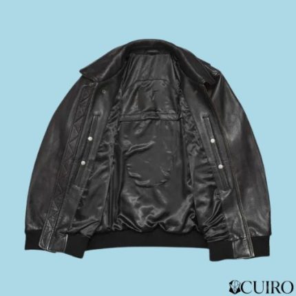Men’s Leather Jacket Black Moto Bomber