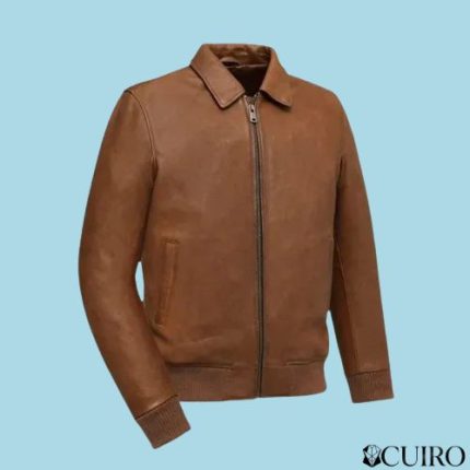 Men’s Leather Jacket Brown Moto Bomber