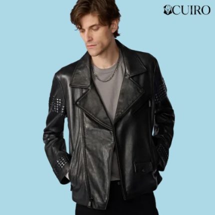 Men’s Morris Embellished Leather Moto Jacket