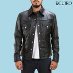 Men’s Ranchson Black Leather Jacket Shirt