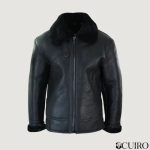 Men’s Real Leather B3 Flying Pilot Jacket Warm Winter-B3 Black
