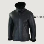 Men’s Real Leather B3 Flying Pilot Jacket Warm Winter-B3 Black