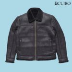 Men’s Shearling Leather Black Bomber Jacket