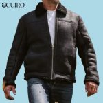 Men’s Shearling Leather Black Bomber Jacket