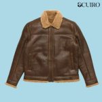 Men’s Shearling Leather Brown Bomber Jacket
