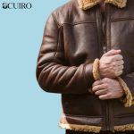Men’s Shearling Leather Brown Bomber Jacket