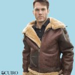 Men’s Sheepskin Airforce Fur Flying Aviator Brown Leather Jacket
