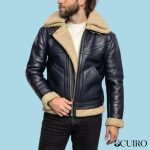 Men’s Sheepskin Aviator Shearling Flight Black Leather Jacket