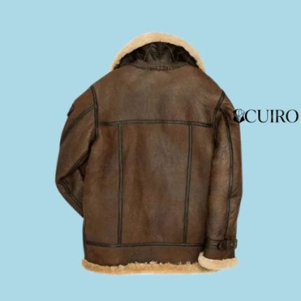 Men’s Sheepskin Flying Aviator Bomber B3 Brown Shearling Leather Jacket