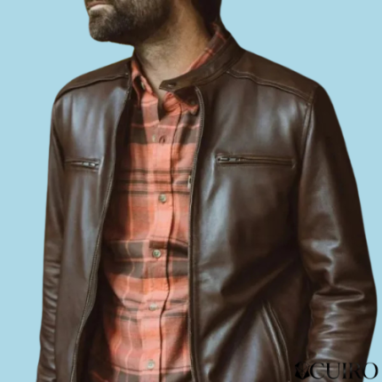 Men’s Thompson Brown Leather Moto Jacket