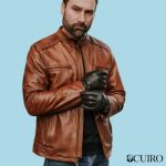 Men’s Thompson Whiskey Brown Leather Moto Jacket