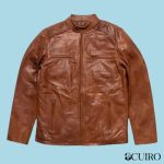 Men’s Thompson Whiskey Brown Leather Moto Jacket