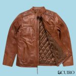 Men’s Thompson Whiskey Brown Leather Moto Jacket