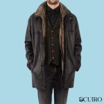 Men’s Vintage 90’s Leather Black Sherpa Coat