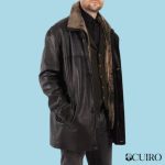 Men’s Vintage 90’s Leather Black Sherpa Coat