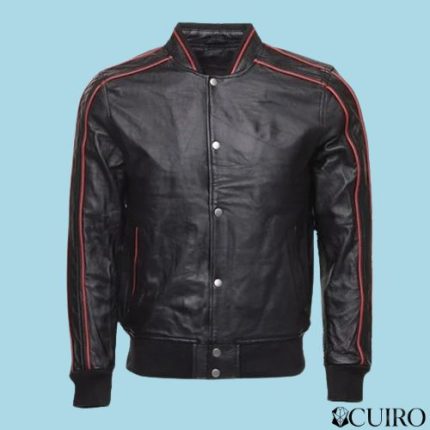 Men's William Black Bomber Leather Jacket (2)