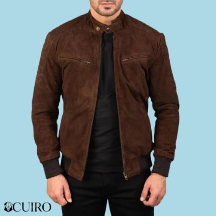 Sven Mocha Suede Bomber Jacket