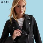 Tall Black Leather Look Biker Jacket