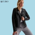 Tall Black Leather Look Biker Jacket