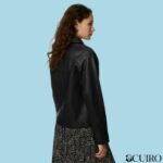 Women's Collared Biker Leather Jacket - Image 4