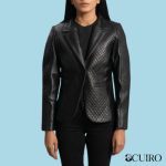 Women’s Cora Quilted Black Leather Blazer