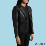 Women’s Cora Quilted Black Leather Blazer