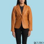 Women’s Cora Quilted Brown Leather Blazer