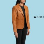 Women’s Cora Quilted Brown Leather Blazer