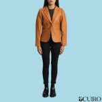 Women’s Cora Quilted Brown Leather Blazer