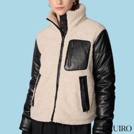 Women’s Faux Black Leather Sherpa Jacket