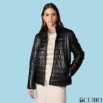 Women’s Katrina Leather Packable Black Puffer Jacket