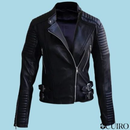 Women’s Leather Skin Black Brando Padded Genuine Leather Jacket
