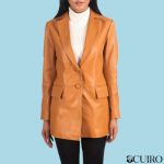Women’s Marilyn Tan Brown Leather Blazer