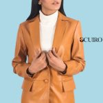 Women’s Marilyn Tan Brown Leather Blazer