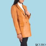 Women’s Marilyn Tan Brown Leather Blazer