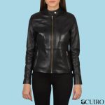 Women’s Rave Black Leather Biker Jacket