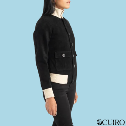 Women’s Sasha A1 Black Suede Bomber Jacket