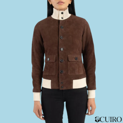 Women’s Sasha A1 Brown Mocha Suede Bomber Jacket