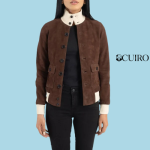 Women’s Sasha A1 Brown Mocha Suede Bomber Jacket