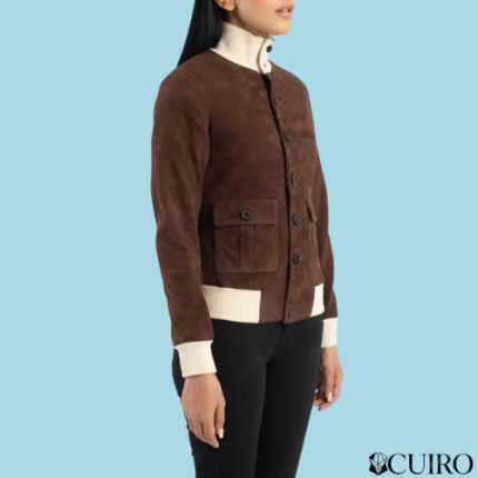 Women’s Sasha A1 Brown Mocha Suede Bomber Jacket