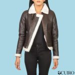 Women’s Sherilyn B-3 Brown Leather Goatskin Bomber Jacket