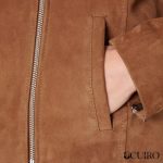 Women’s Suede Collared Biker Jacket Brown