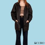 Women’s Vintage 80’s Women Black Leather Parka Coat